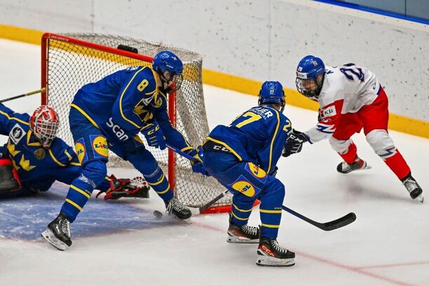 Česko vs. Švédsko, Hlinka-Gretzky Cup, fotka ze vzájemného zápasu v roce 2023