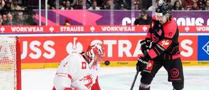 Osmifinále Hokejové ligy mistrů Třinec vs. Sparta Praha, na fotce brankář Marek Mazanec (Třinec) a útočník Kryštof Hrabík (Sparta)