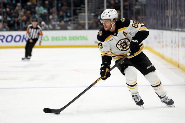 Hokej, NHL, David Pastrňák v utkání NHL 2024/25, dnes jeho Boston zavítá do Washingtonu