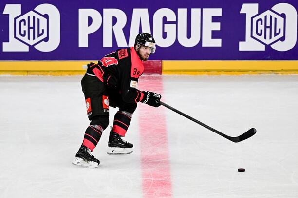 Michael Špaček (Sparta Praha) v zápase Hokejové ligy mistrů