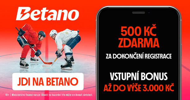 Betano: Vsaďte si a sledujte NHL živě - s bonusem 500 Kč za dokončení registrace